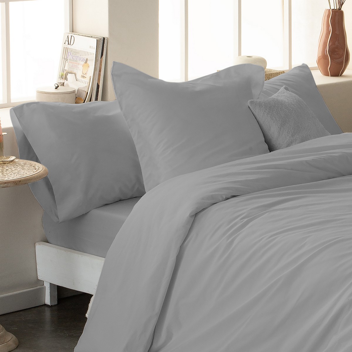 Funda de Almohada lisa Sakura Gris