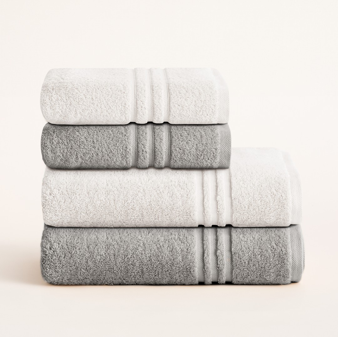 Juego Toallas de Baño Blanco Gris